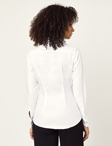 Women's Executive White Twill Fitted Shirt - Double Cuffs