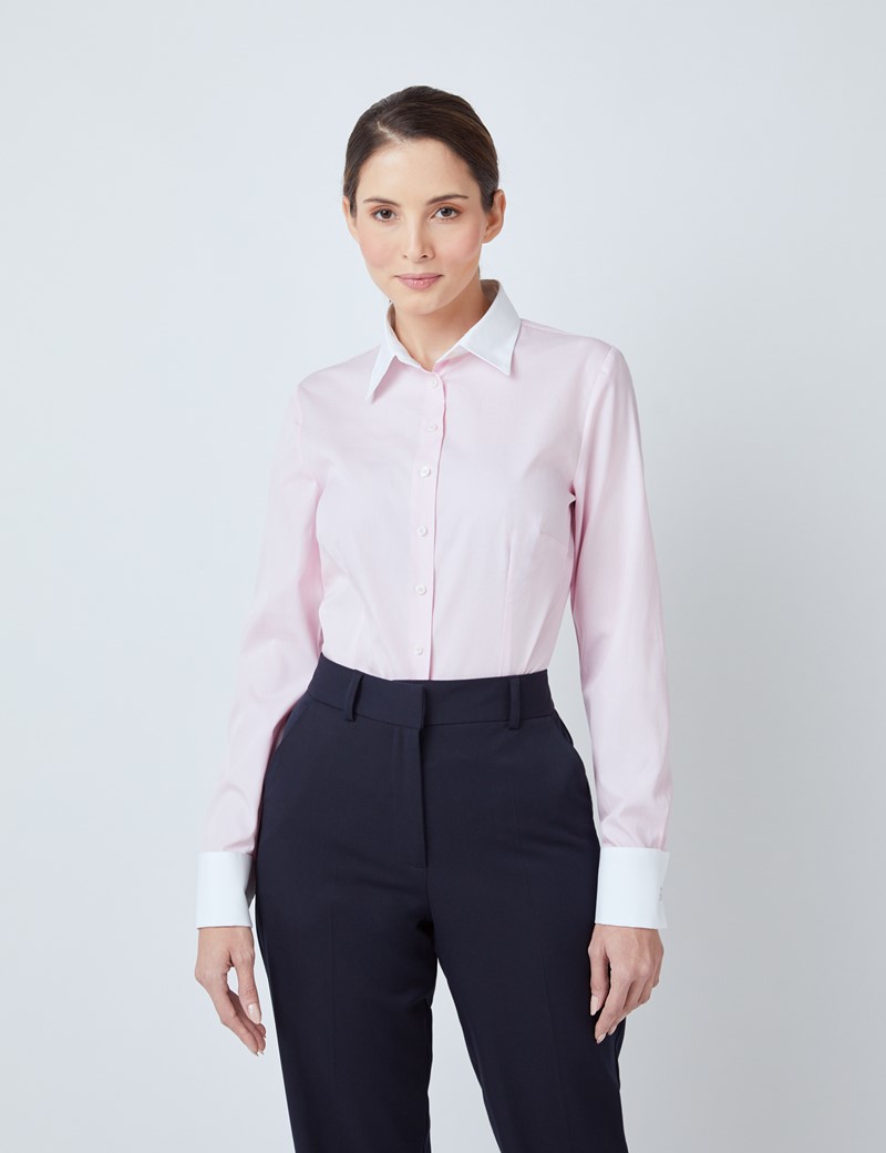 black shirt with white collar womens