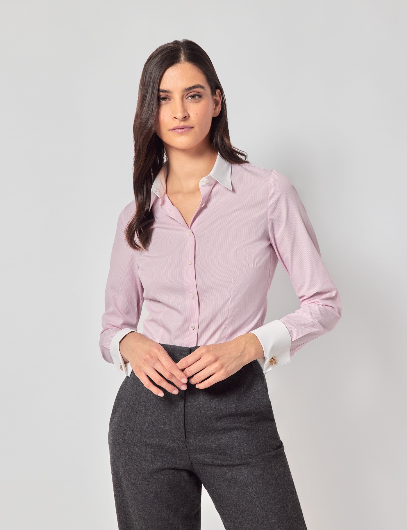 & Fitted & Pink Fine Stripe Executive Shirt