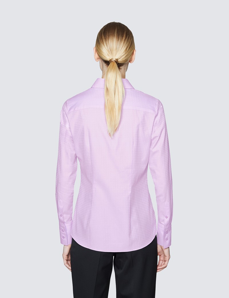 Women's Pink Self Dobby Fitted Shirt 