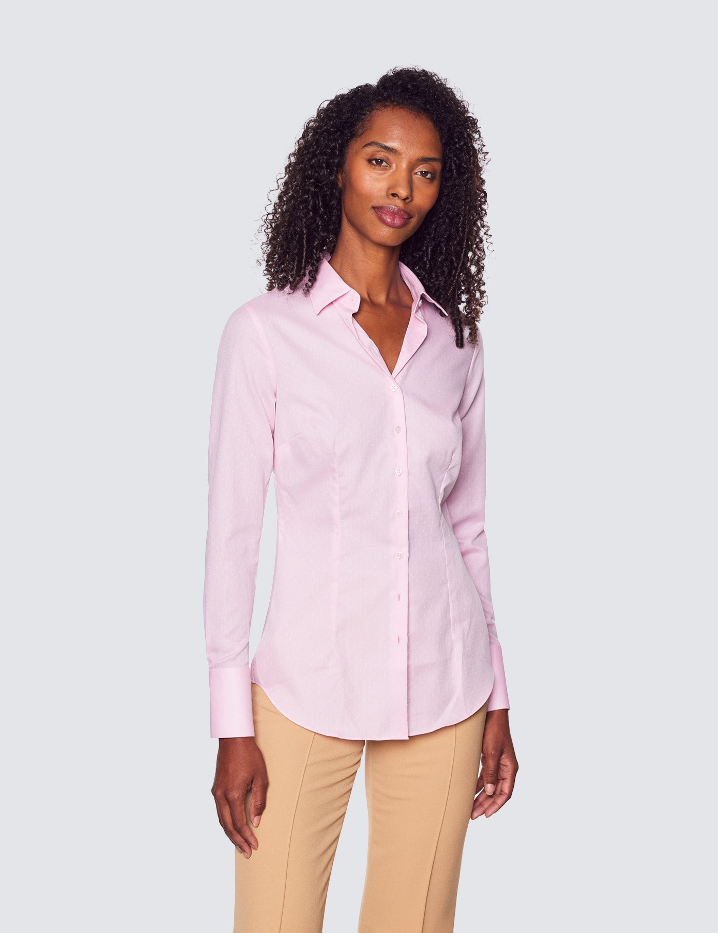 Pink Dobby Fitted Shirt | Hawes & Curtis