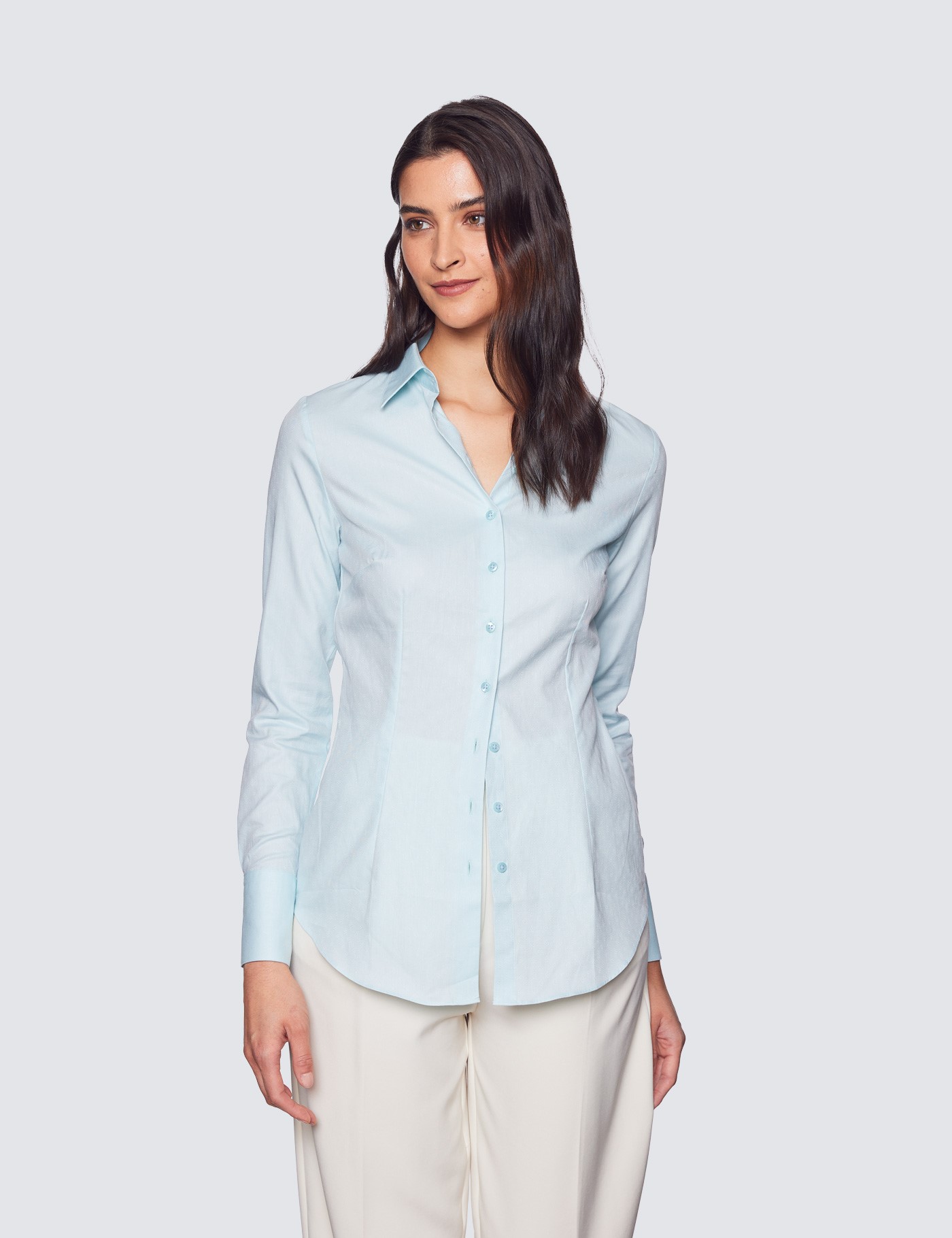 Women's Aqua Dobby Fitted Shirt | Hawes & Curtis
