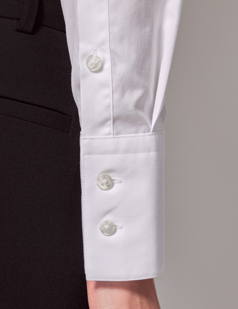 Women's 110th Anniversary White Cotton Fitted Shirt | Hawes & Curtis