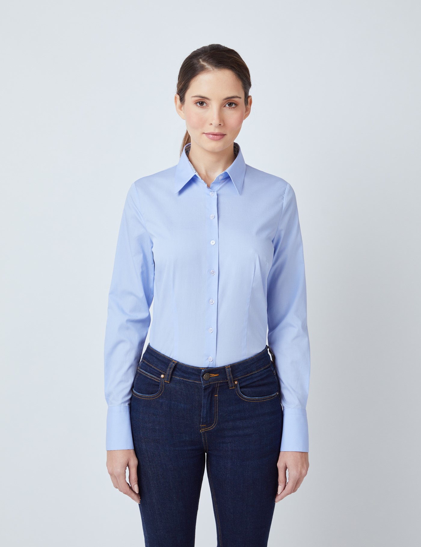 blue fitted shirt ladies