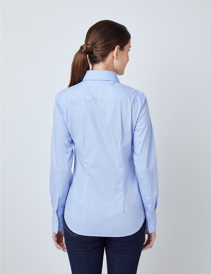 Women's Blue Fitted Shirt - Single Cuff | Hawes and Curtis
