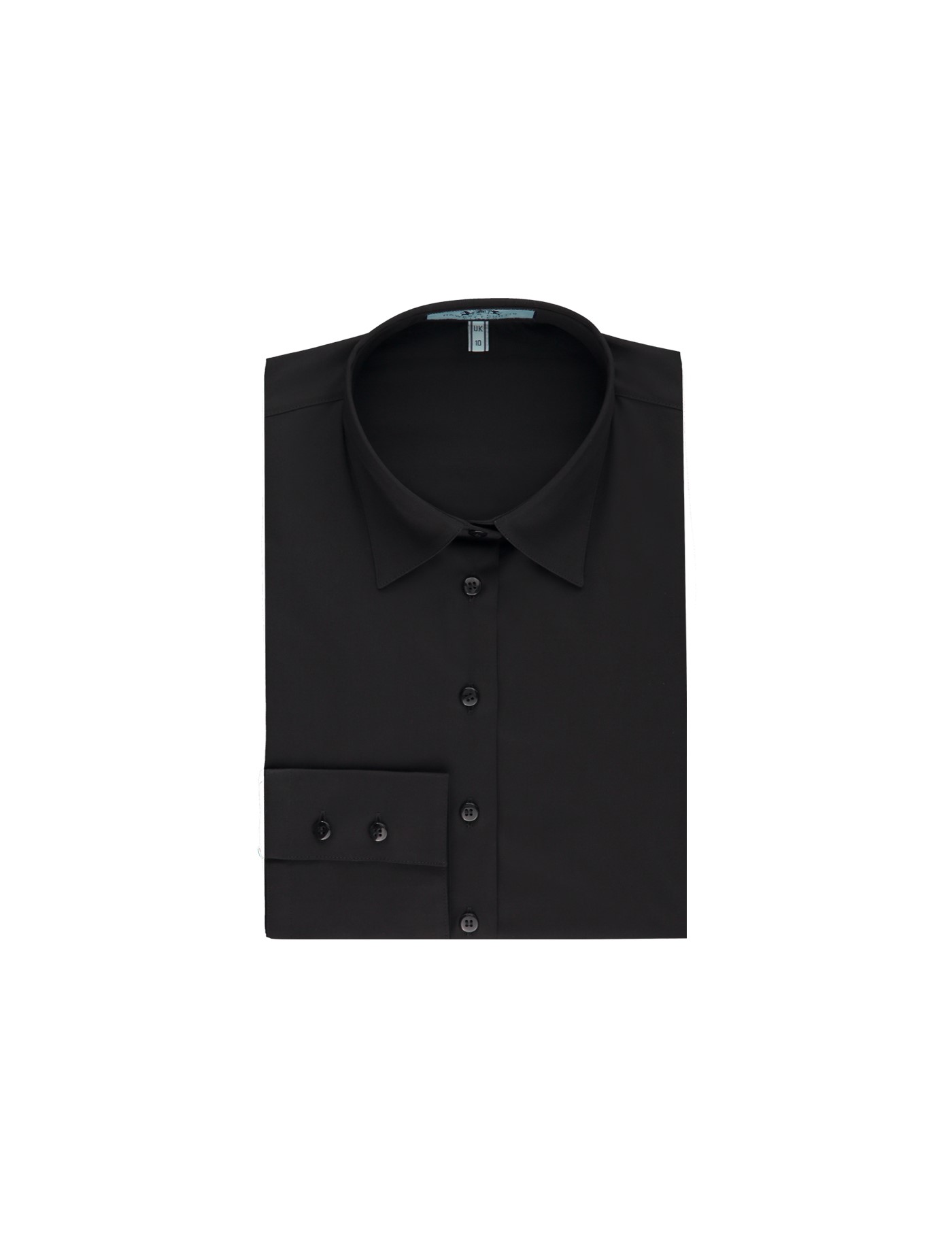 Women's Black Fitted Stretch Shirt - Single Cuff | Hawes & Curtis