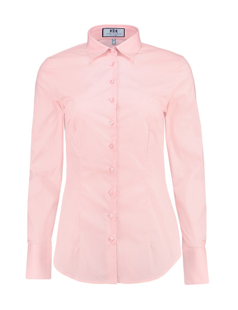 Women's Rose Pink Fitted Cotton Stretch Shirt - Single Cuff | Hawes ...