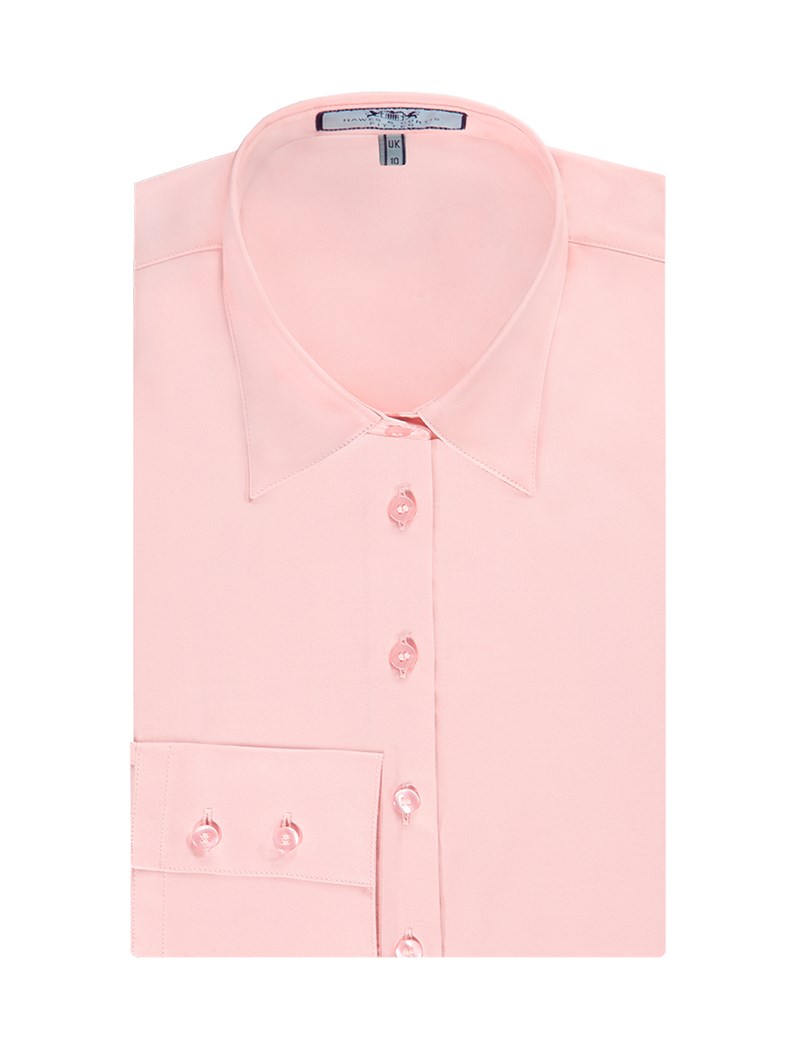 Women's Rose Pink Fitted Cotton Stretch Shirt - Single Cuff | Hawes ...