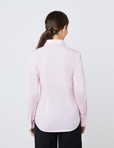 Women's Pink Fitted Cotton Stretch Shirt - Single Cuff