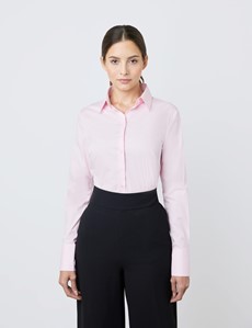 Bluse – Slim Fit – Baumwollstretch – Pink
