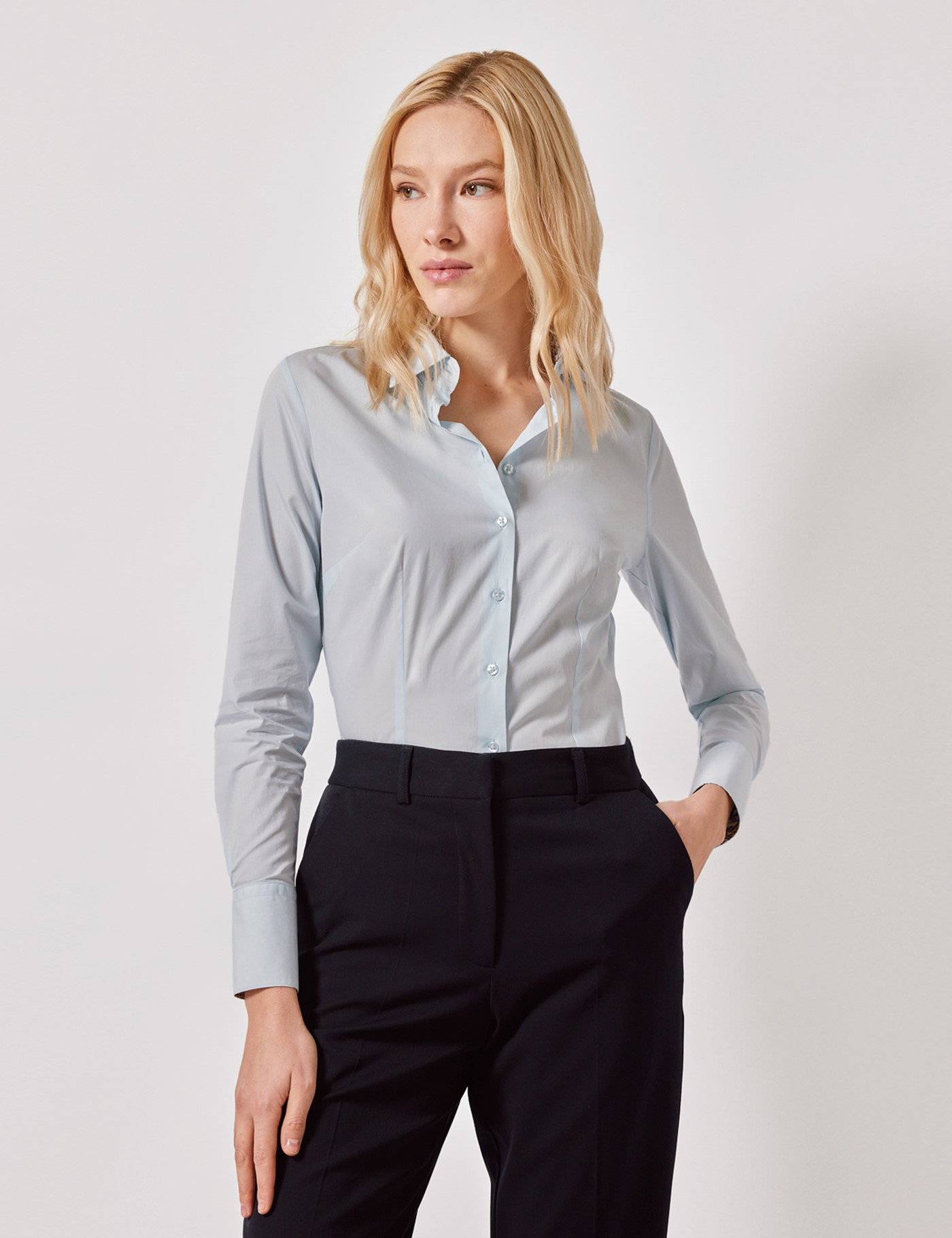 & Fitted Light Blue Shirt