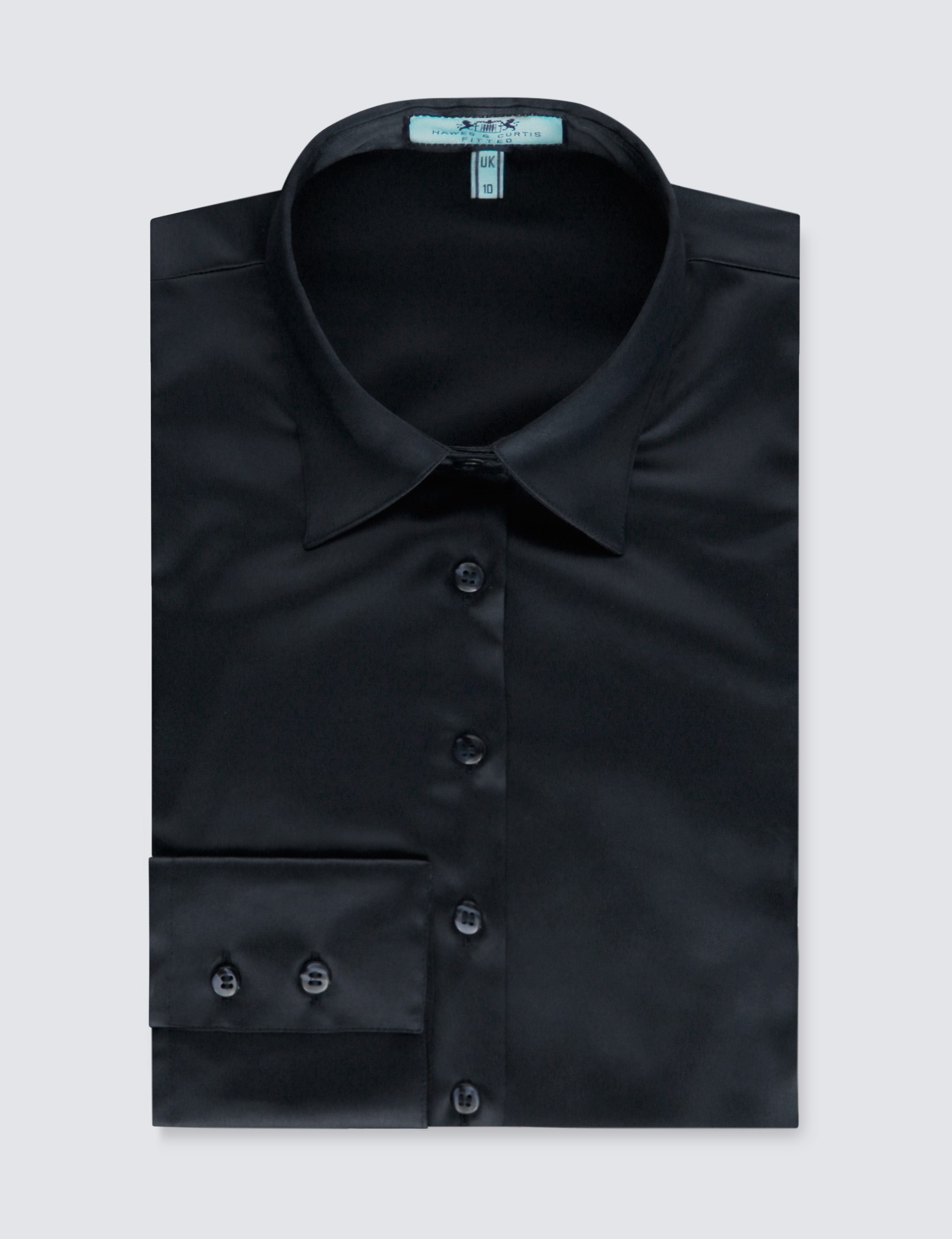 Women's Fitted Shirt with Single Cuff in Black | Hawes & Curtis