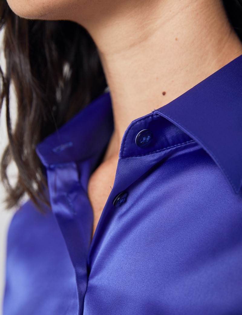 blue satin shirt women