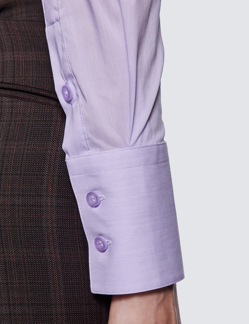 Women's Lilac Luxury Cotton Nylon Fitted Shirt - Single Cuffs