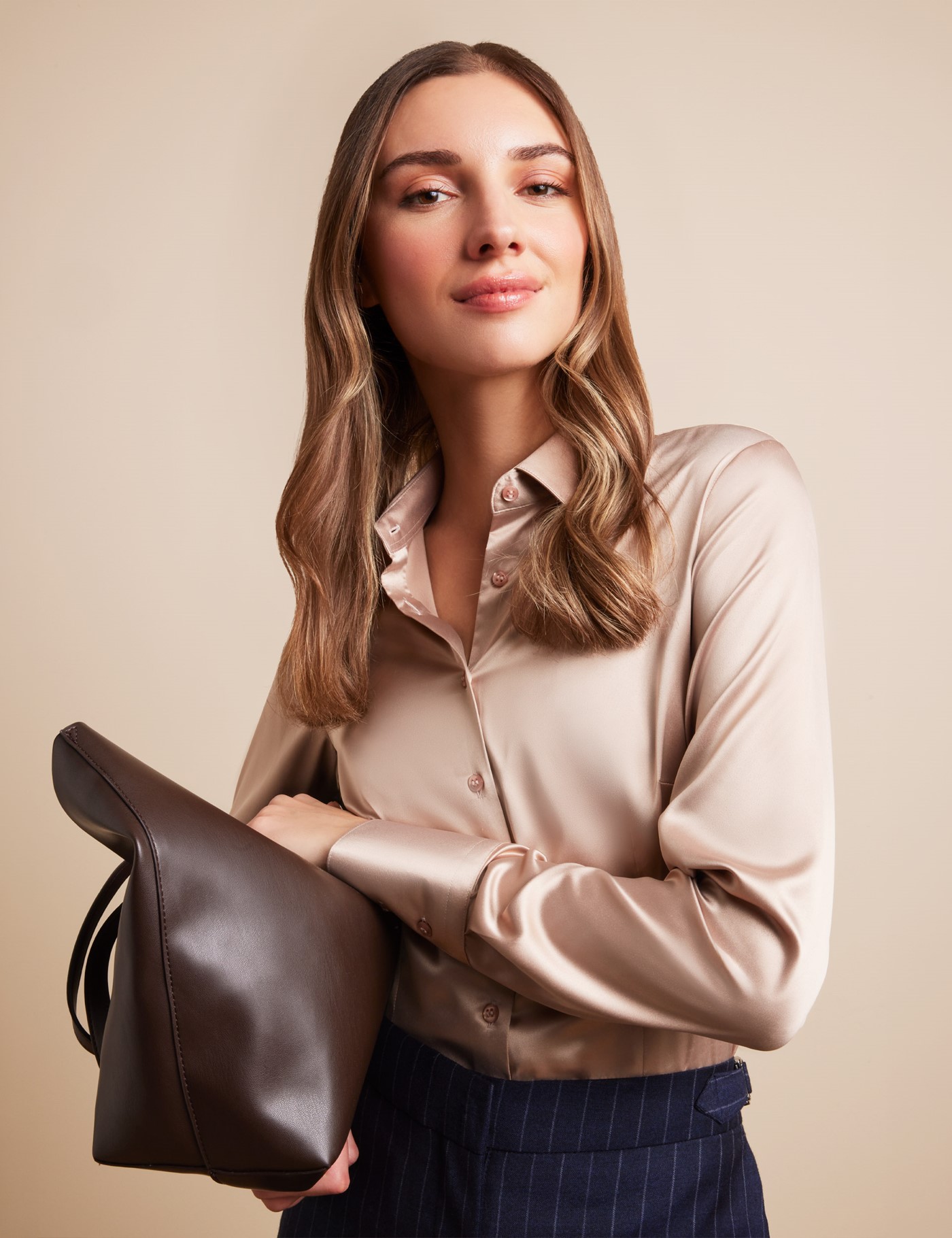 Hawes & Curtis Fitted Taupe Shirt Size: 18 (UK 20)