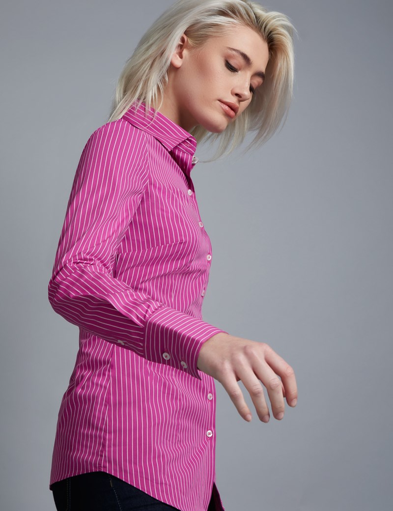 pink white stripe shirt