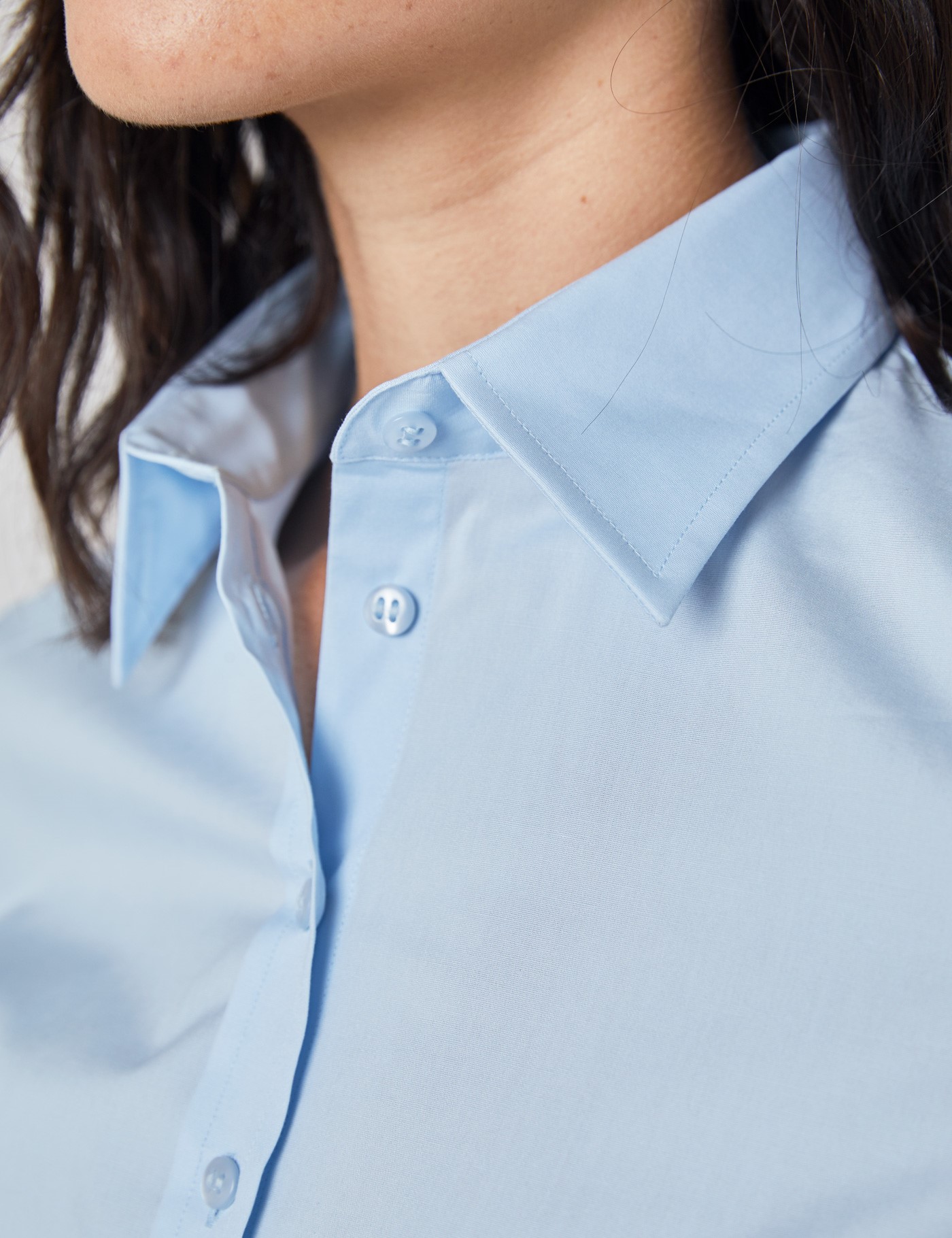 Women's Ice Blue Fitted Short Sleeve Shirt | Hawes & Curtis