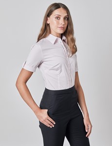Women's Pink Fitted Short Sleeve Shirt