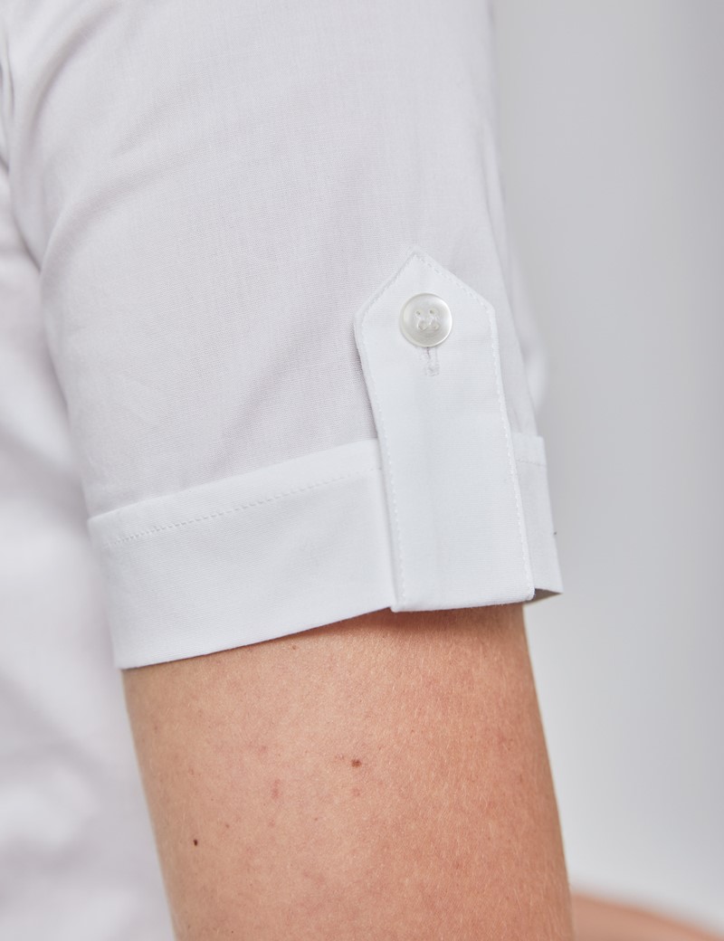 Women's White Fitted Short Sleeve Shirt