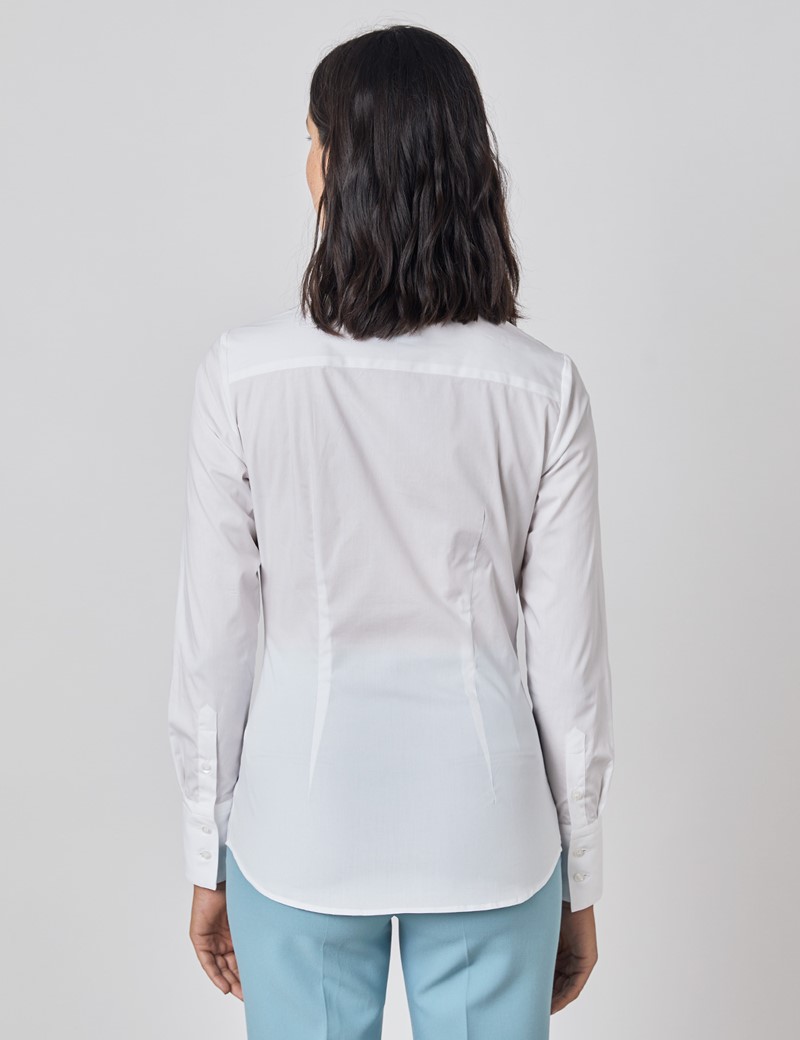 Cotton Stretch Plain Women's Fitted Shirt with Concealed Placket and ...