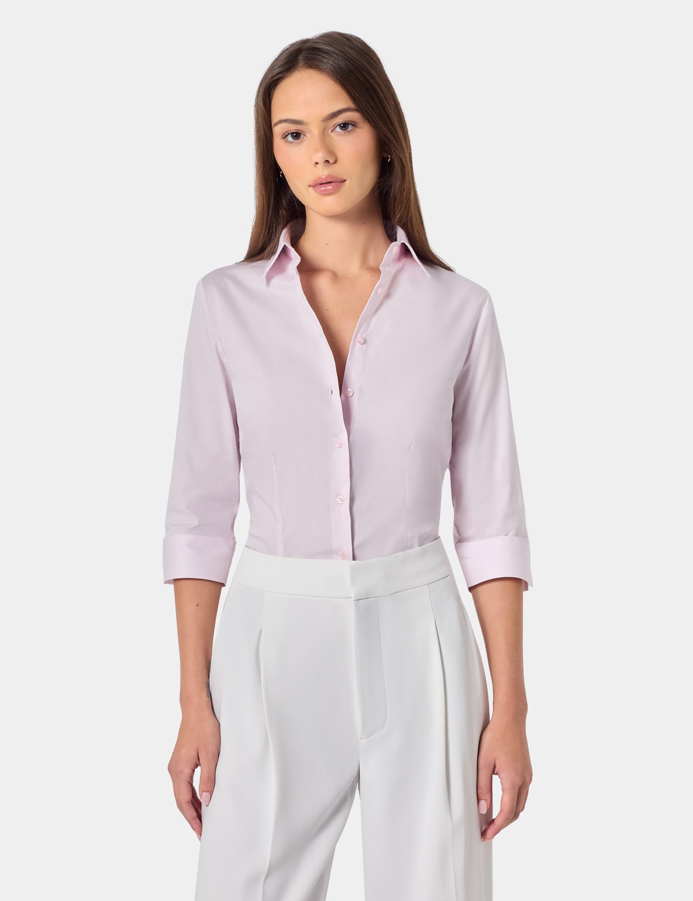 & Fitted Shirt 3 4 Sleeve