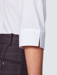 Bluse mit 3/4-Arm – Slim Fit – Baumwollstretch – Weiß