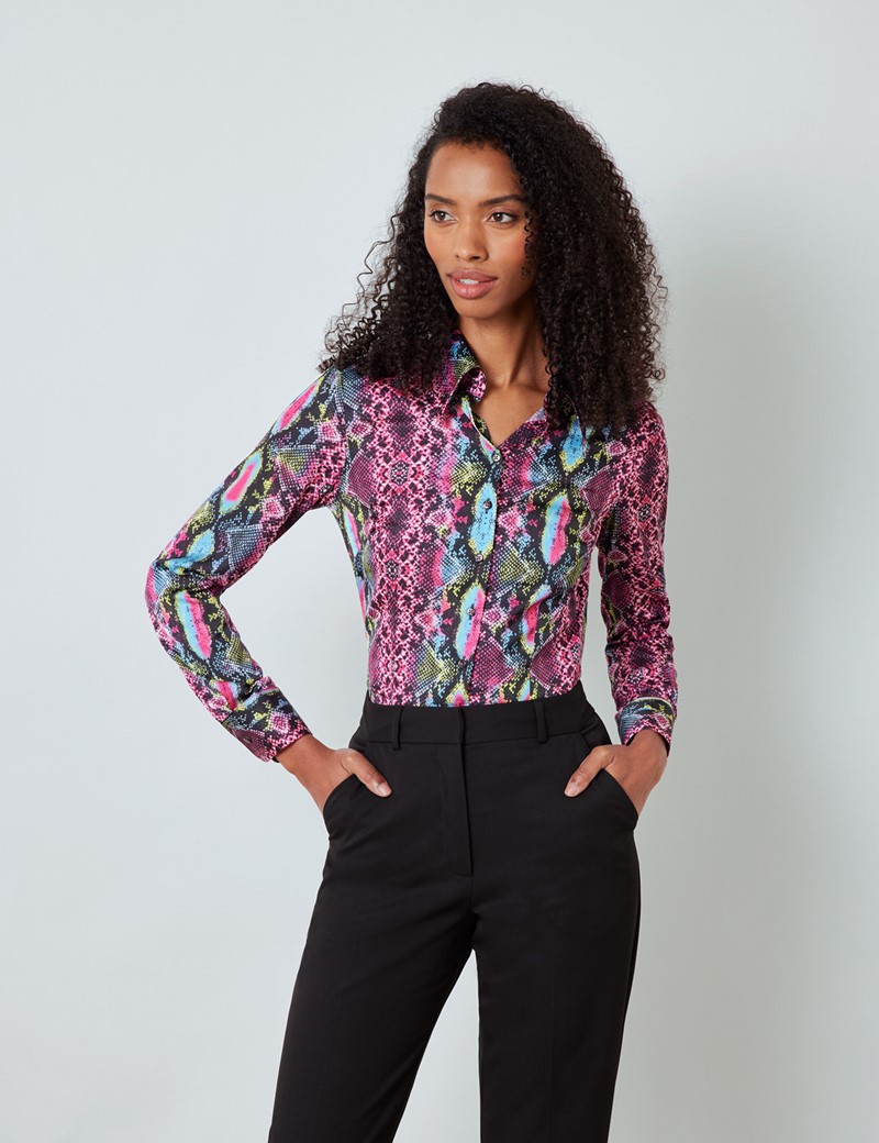 satin snake print blouse