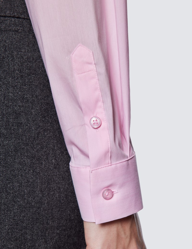 Women's Light Pink Relaxed Fit Luxury Cotton Nylon Shirt With Tie Detail
