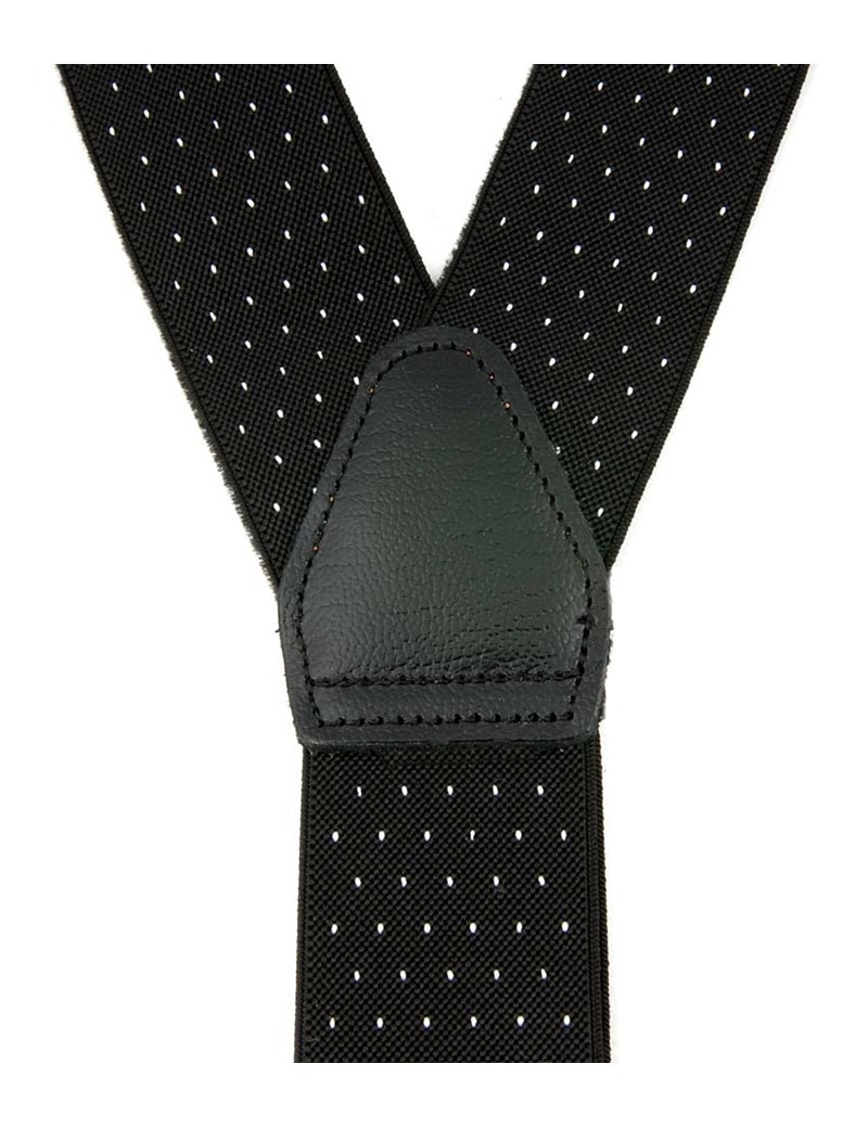 Men's Quality Black & White Pin Dot Suspenders