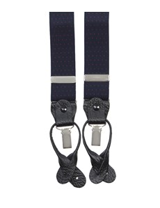 Men's Quality Navy & Red Pin Dot Suspenders