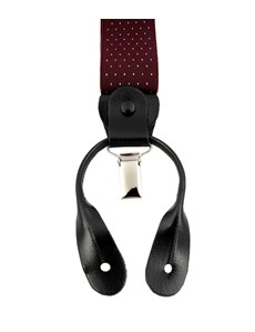 Men's Quality Wine & White Pin Dot Suspenders