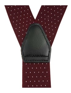 Men's Quality Wine & White Pin Dot Suspenders