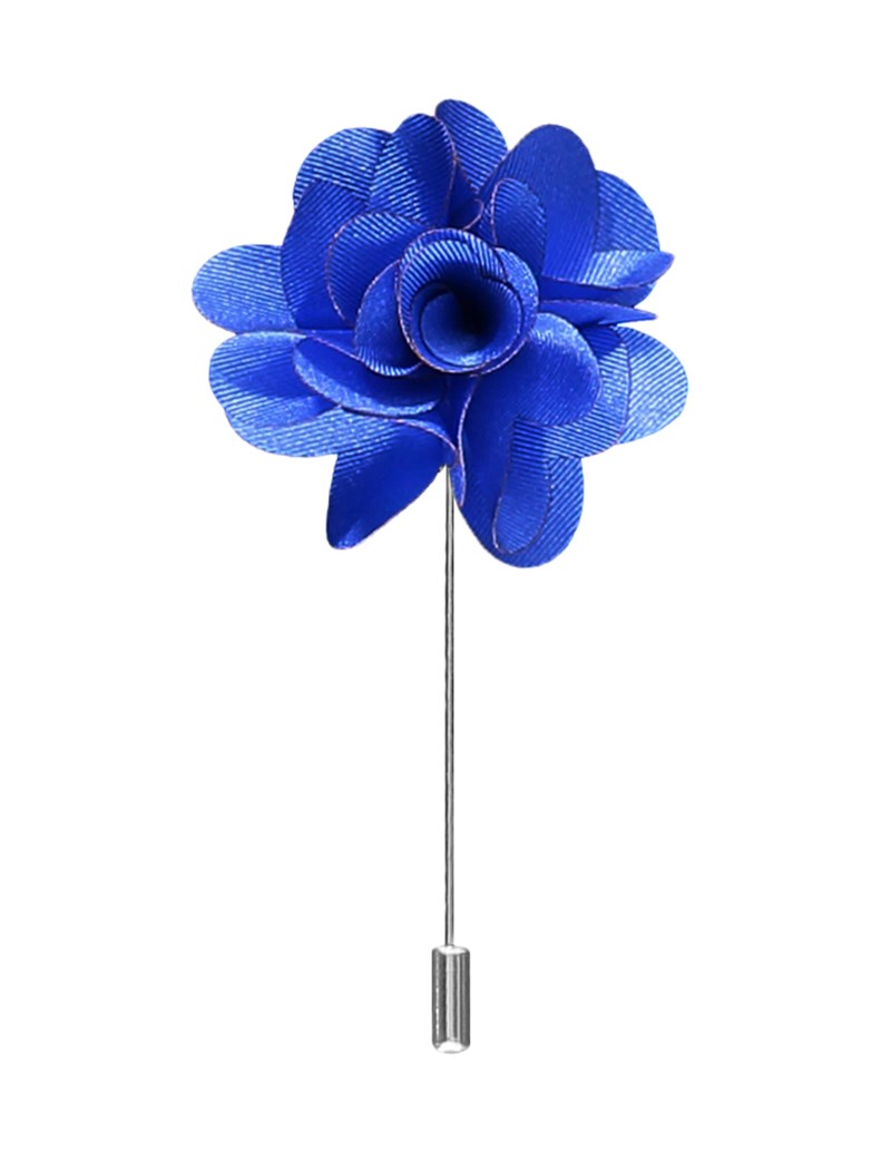 Men's Royal Blue Silk Flower Lapel Pin | Hawes & Curtis