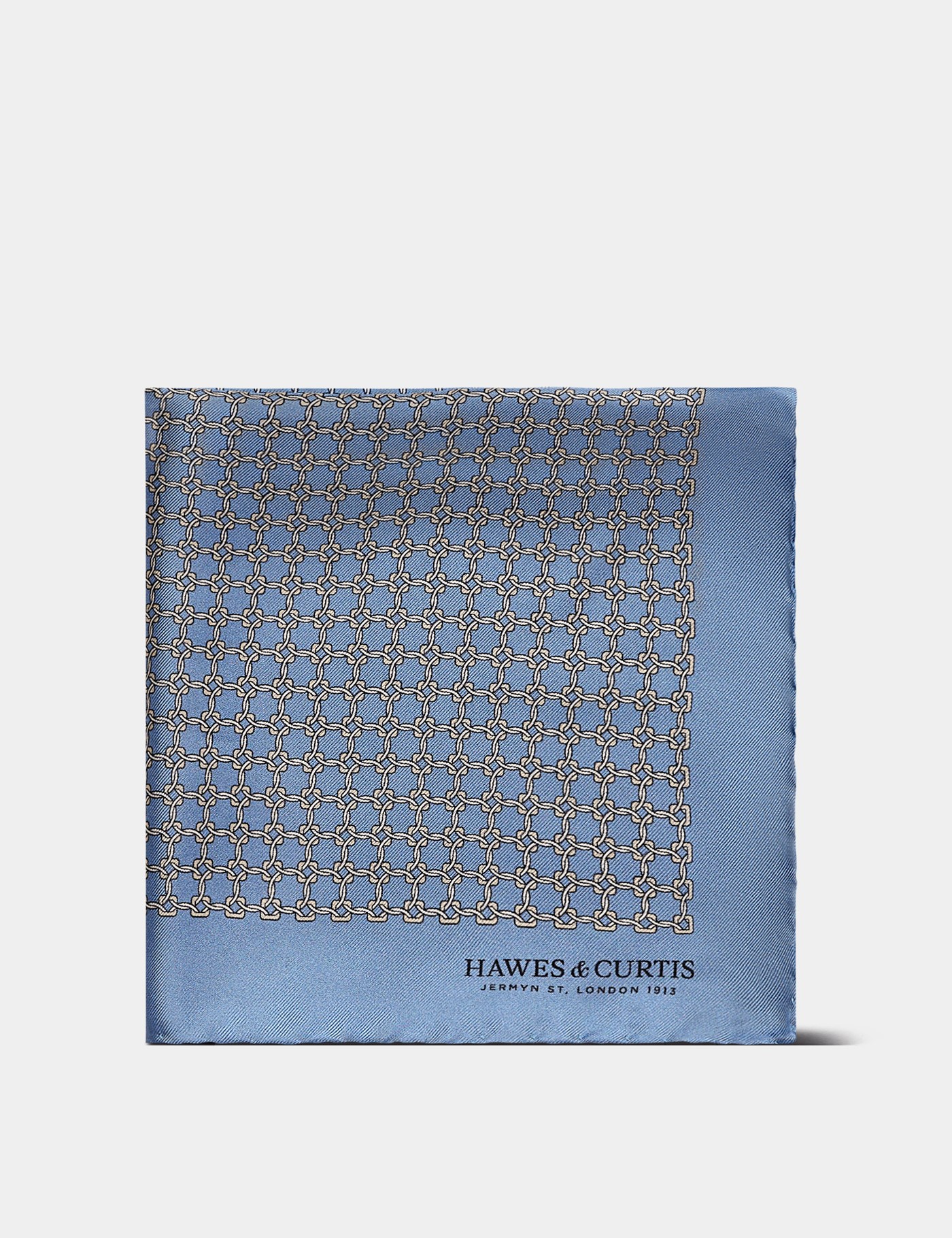 & Sky Blue Chain 1913 Pocket Square One