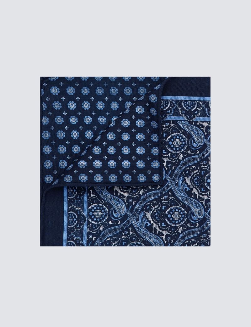 Men's Navy & Blue Print Handkerchief  