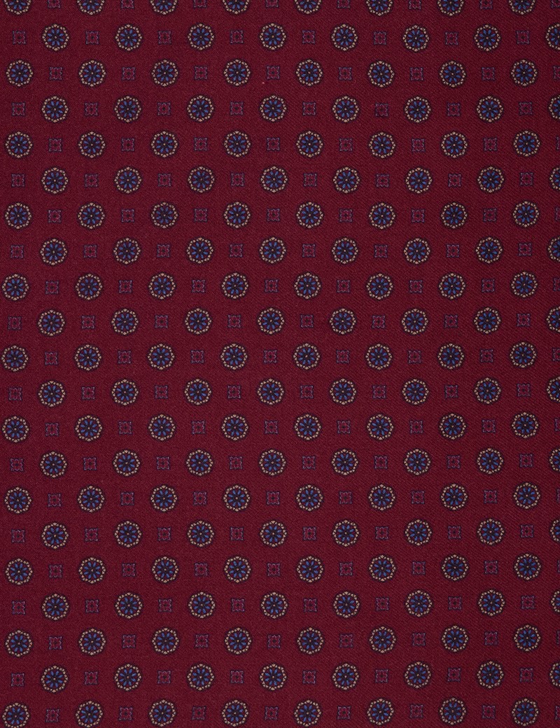 Men's Burgundy Geometric Print Handkerchief 