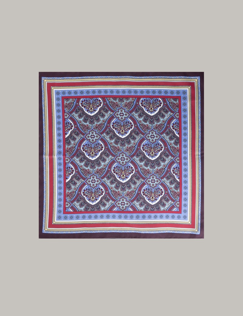 Men's Multi Colour Geometric Print Handkerchief - 100% Silk