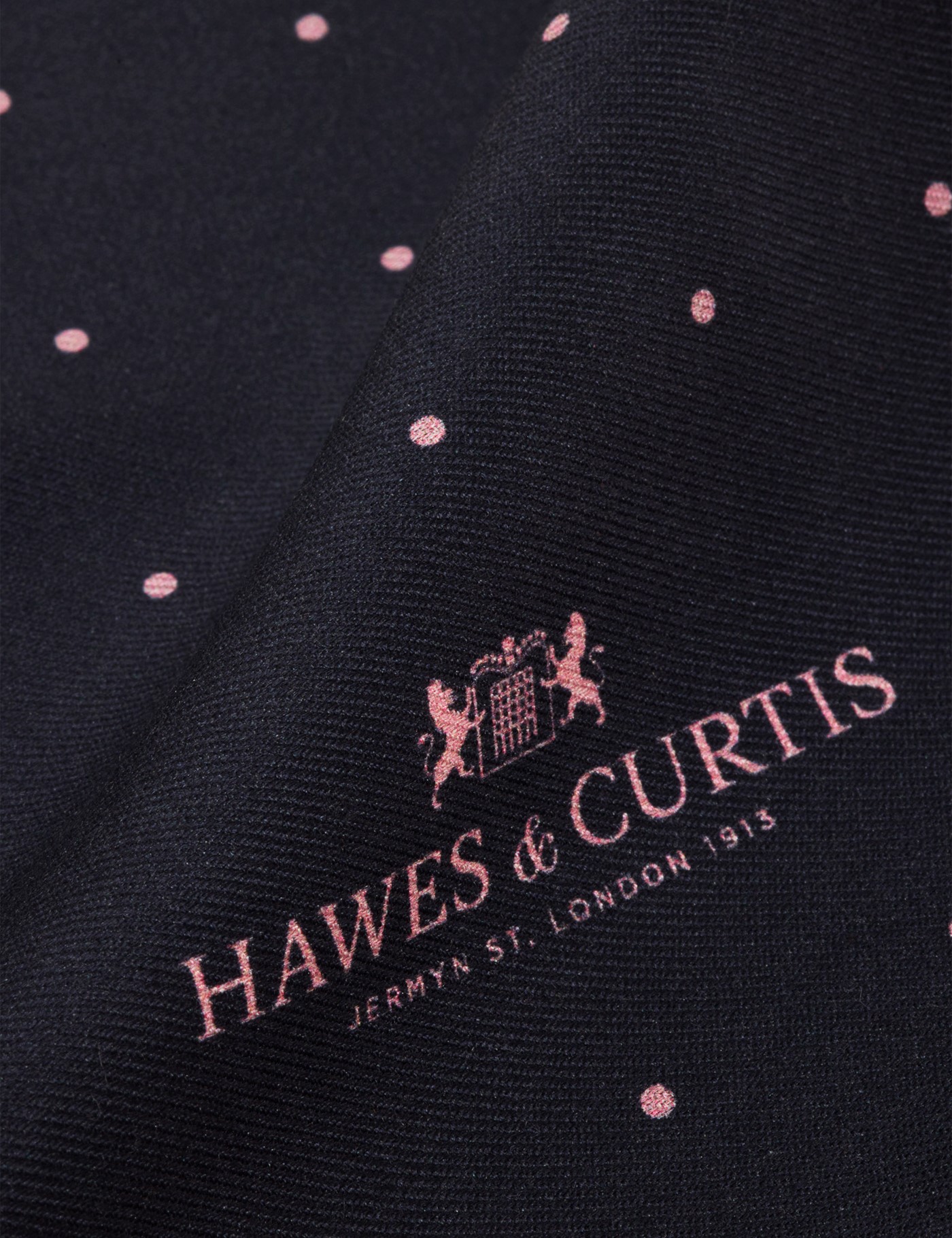 Hawes & Curtis Navy & Pink Spotted Pocket Square Size: One Size image 2