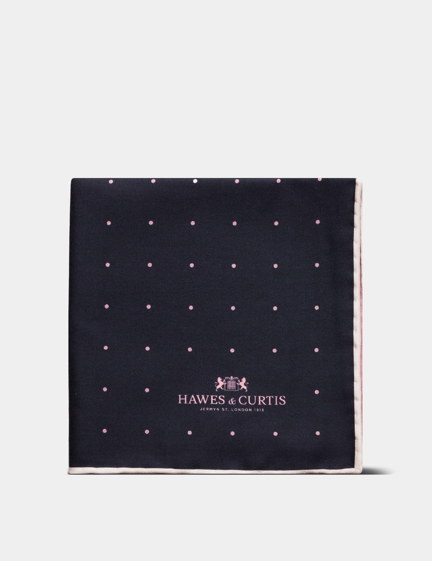 Hawes & Curtis Navy & Pink Spotted Pocket Square Size: One Size