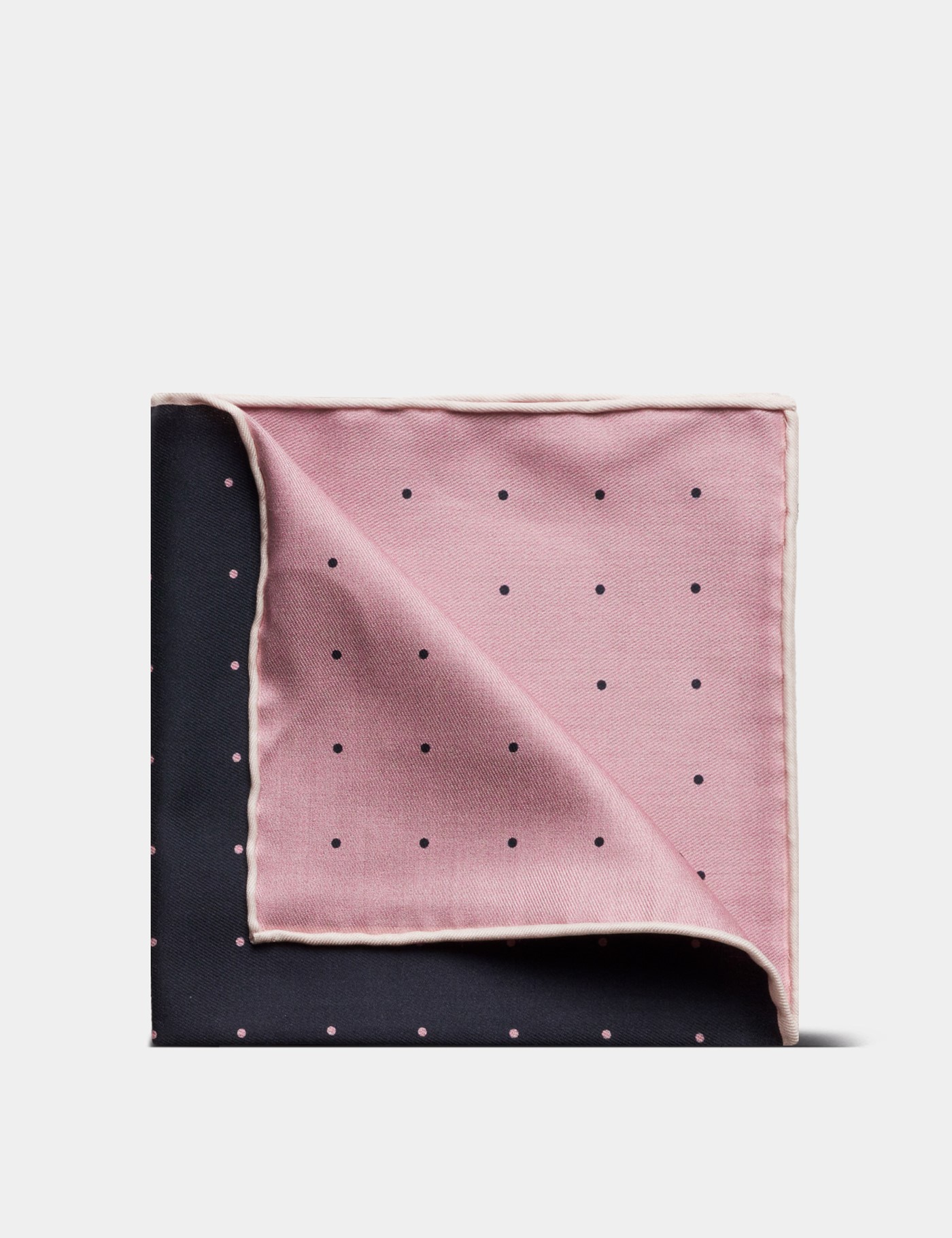 Hawes & Curtis Navy & Pink Spotted Pocket Square Size: One Size image 3