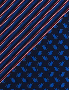 Men's Navy & Blue 2 Way Silk Stripe Mouse Pocket Square – The Mousetrap Collection