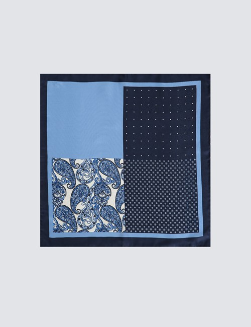 HAWES /& CURTIS Mens Claret Blue and White West Ham Pocket Square 100/% Silk