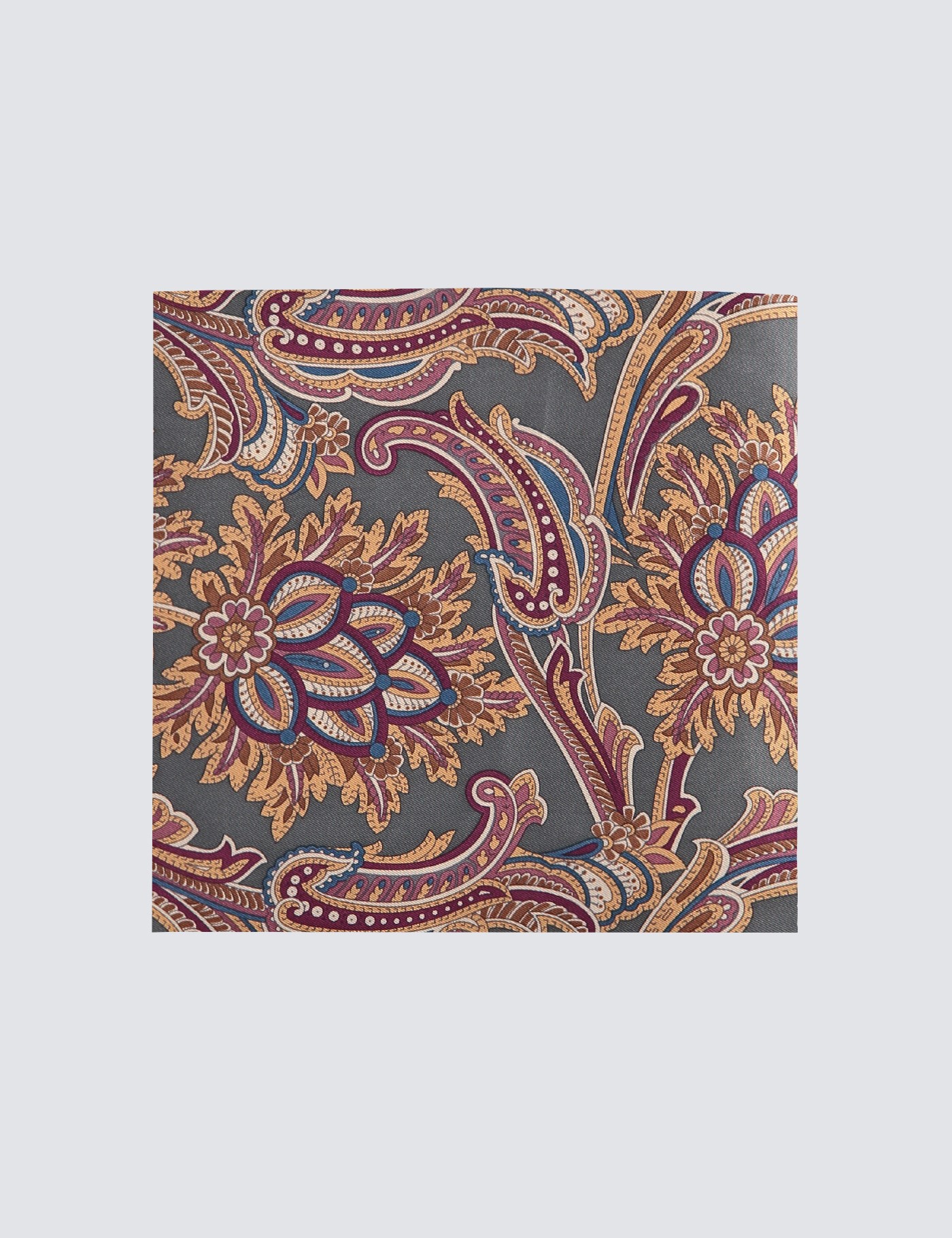 100% Silk Handkerchief with Paisley Design in Green & Purple | Hawes ...