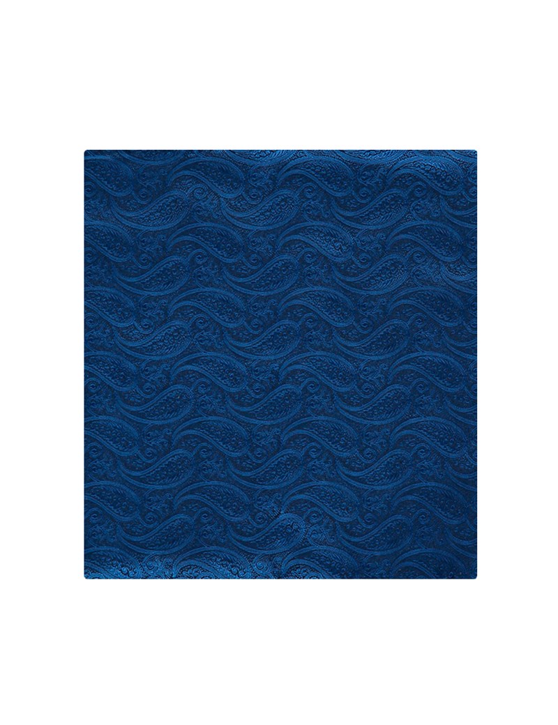 Men's Royal Blue Paisley Pocket Square - 100% Silk