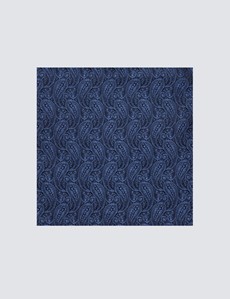 Men's Luxury Mid Blue Paisley Handkerchief - 100% Silk