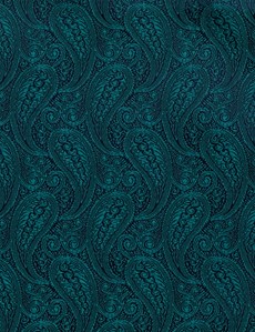 Men's Luxury Emerald Paisley Handkerchief - 100% Silk