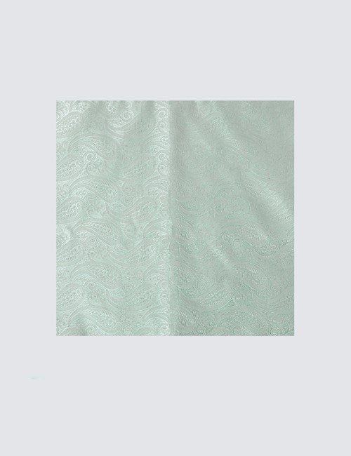 Men's Light Green Paisley Pocket Square - 100% Silk