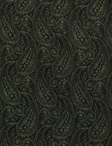 Men's Luxury Dark Green Paisley Handkerchief - 100% Silk