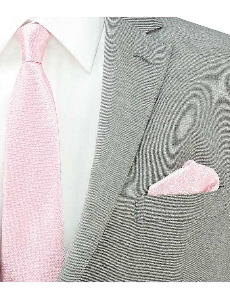 Men's Light Pink Paisley Pocket Square - 100% Silk