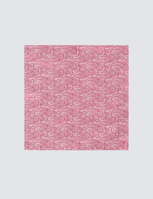 Men's Luxury Rose Paisley Handkerchief - 100% Silk